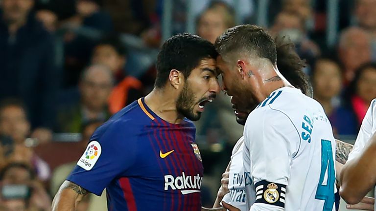 Real Madrid Barcelona Luis Suarez Sergio Ramos