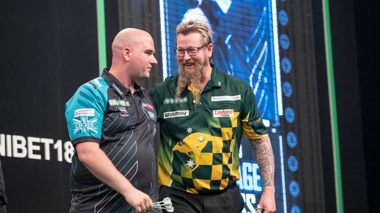 Thursday’s Unibet Premier League game at The BHGE Arena in Aberdeen between Simon Whitlock and Rob Cross