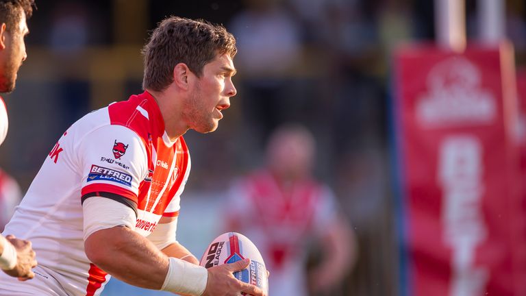 Louie McCarthy-Scarsbrook attacking for St Helens in the Betfred Super League