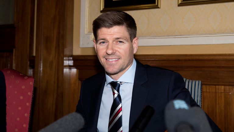 Steven Gerrard meets the media at Ibrox after being confirmed as the new Rangers manager