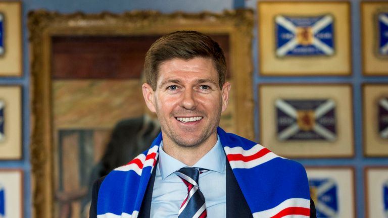 04/05/18. IBROX - GLASGOW. Steven Gerrard is unveiled as the new Rangers manager