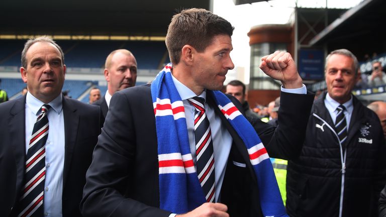 Steven Gerrard is unveiled as the new manager of Rangers football Club at Ibrox Stadium on May 4, 2018 in Glasgow, Scotland. (Photo by Ian MacNicol/Getty Images)