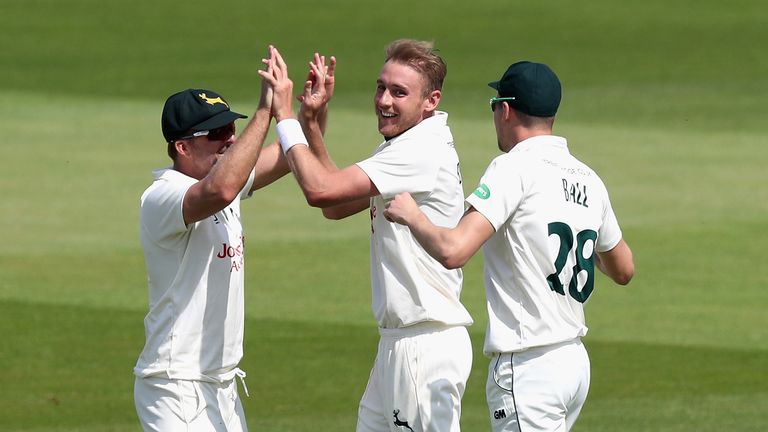 Stuart Broad during day four of the Specsavers County Championship Division One match between Nottinghamshire and Hampshire at Trent Bridge on May 7, 2018 in Nottingham, England