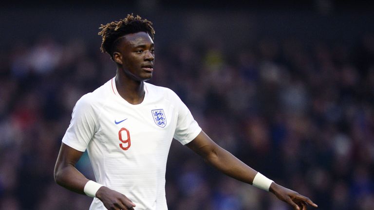 WOLVERHAMPTON, ENGLAND - MARCH 24: Tammy Abraham of England U21 during the international friendly match between England U21 and Romania U21 at Molineux on March 24, 2018 in Wolverhampton, England. (Photo by Nathan Stirk/Getty Images)