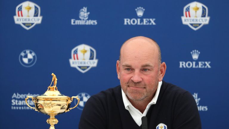 Thomas Bjorn during previews for the BMW PGA Championship at Wentworth on May 22, 2018 in Virginia Water, England.