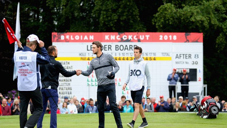 Thomas Pieters during the knockout stage on day three of the Belgian Knockout at Rinkven International Golf Club on May 19, 2018 in Antwerpen, Belgium.