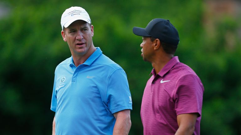 Woods played the pro-am alongside NFL legend Peyton Manning