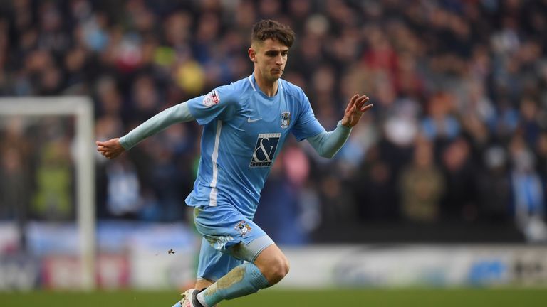 Tom Bayliss of Coventry City at Stadium mk on January 27, 2018 in Milton Keynes, England.