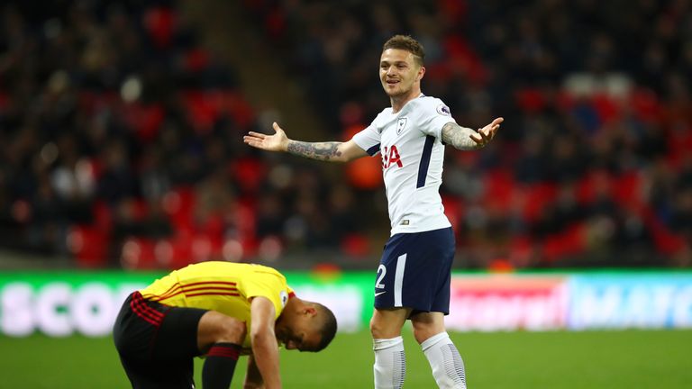  during the Premier League match between Tottenham Hotspur and Watford at Wembley Stadium on April 30, 2018 in London, England.