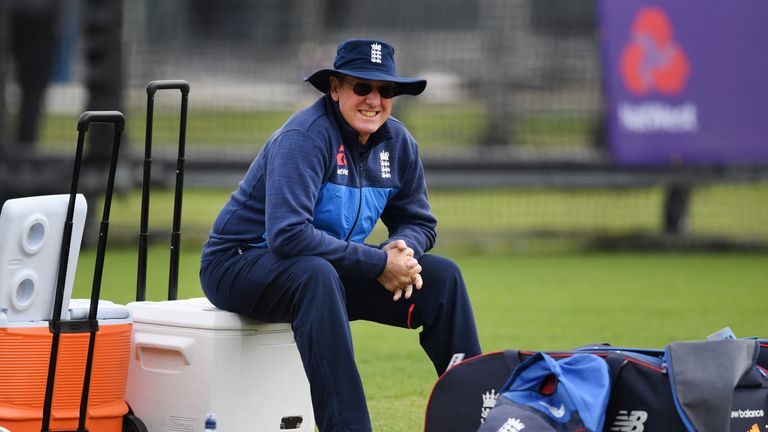 England coach Trevor Bayliss  during a net session with England and Pakistan at Lord's Cricket Ground on May 23, 2018 in London, England.