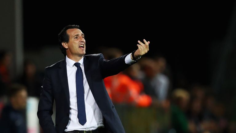 Unai Emery pictured during the Ligue 1 match between Metz and Paris Saint Germain at Stade Saint-Symphorien on September 8, 2017