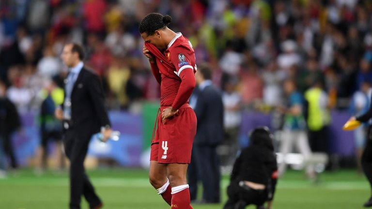 Virgil Van Dijk during the UEFA Champions League Final between Real Madrid and Liverpool at NSC Olimpiyskiy Stadium on May 26, 2018 in Kiev, Ukraine.