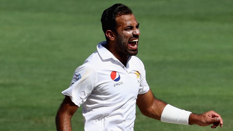 during Day Four of the Second Test between Pakistan and Sri Lanka at Dubai International Cricket Ground on October 9, 2017 in Dubai, United Arab Emirates.