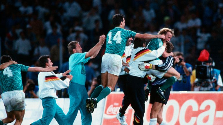 West Germany beat England 4-3 on penalties in the 1990 semi-final