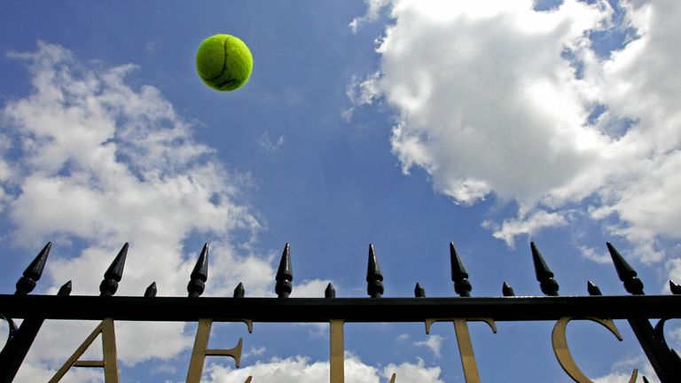 The Wimbledon Lawn Tennis gates are pictured at Wimbledon in London, 23 June 2006