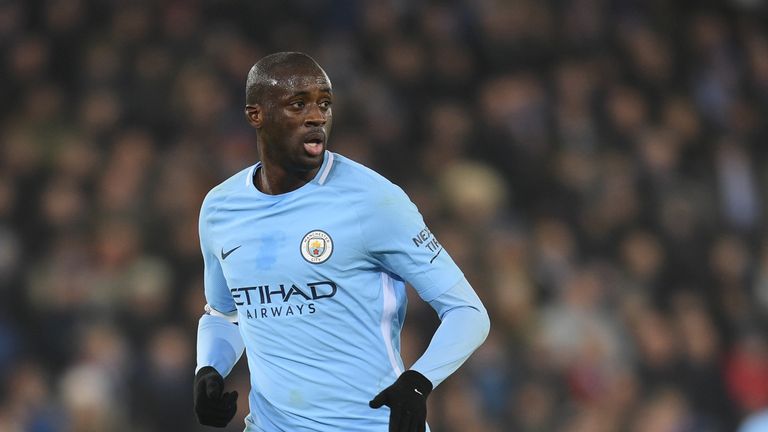 Manchester City's Yaya Toure against Leicester at the King Power Stadium