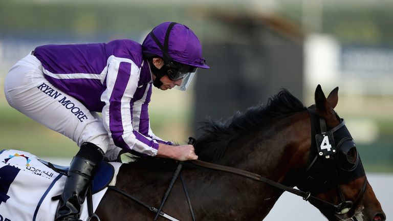 Ryan Moore riding Mendelssohn in the UAE Derby at Meydan