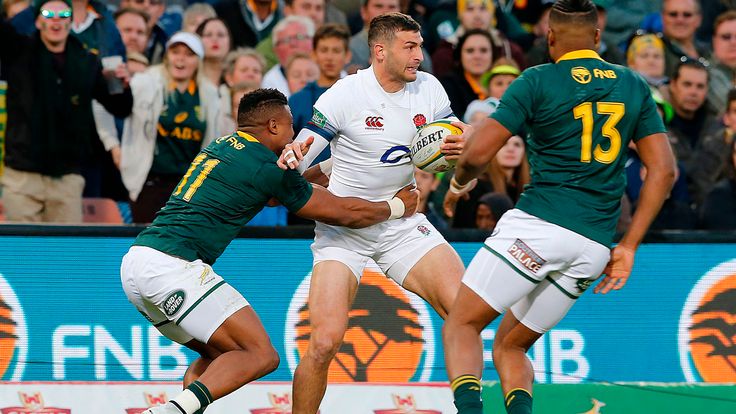 Jonny May is tackled during the second Test