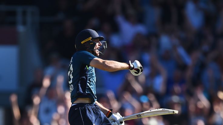 Jos Buttler celebrates after his 110no leads England to victory and a 5-0 ODI series whitewash over Australia