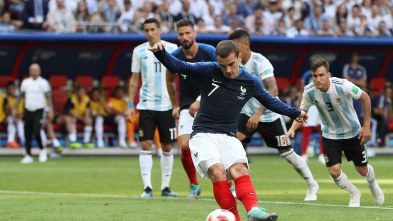 Antoine Griezmann puts France in front from the penalty spot