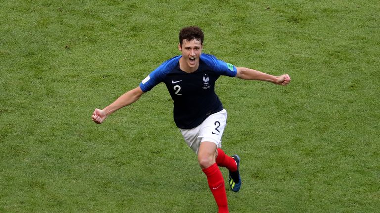 Benjamin Pavard celebrates after firing home a stunning equaliser