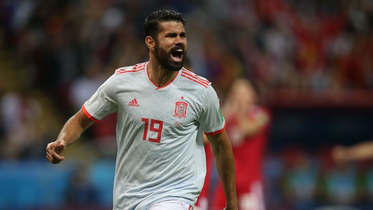 Diego Costa celebrates after giving Spain the lead