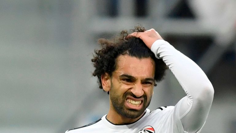 Mo Salah shows his frustration during a goalless first half