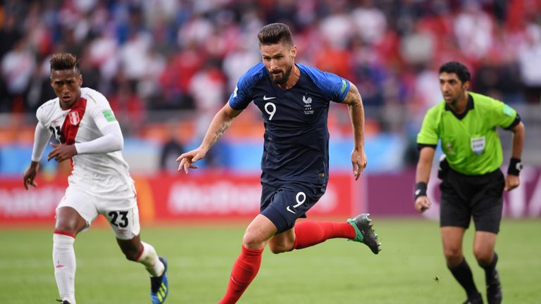 Olivier Giroud in action at Russia 2018