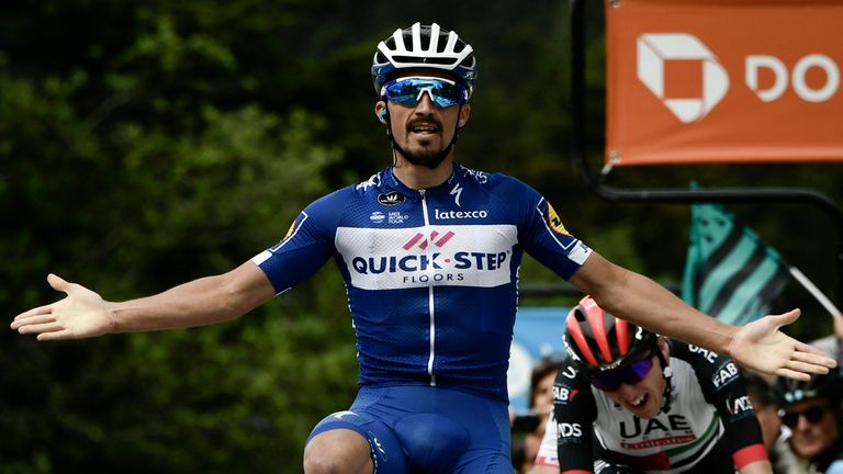 Julian Alaphilippe won stage four at the Criterium du
Dauphine