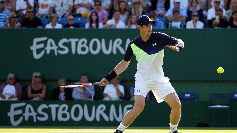 Andy Murray during Day 1 of the Nature Valley International at Devonshire Park