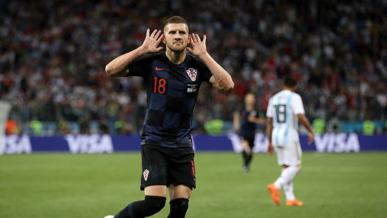 Ante Rebic celebrates after scoring for Croatia against Argentina