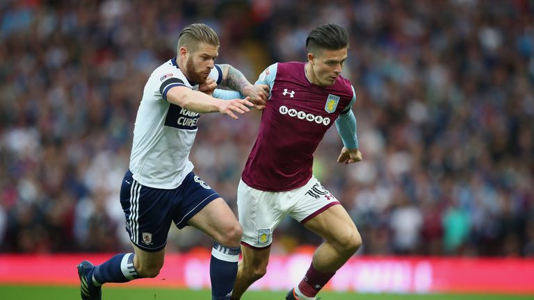 during the Sky Bet Championship Play Off Semi Final:Second Leg match between Aston Villa and Middlesbrough at Villa Park on May 15, 2018 in Birmingham, England.