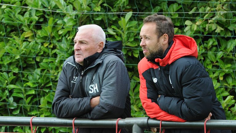 Academy coach Barry Lewtas, pictured in 2015, watches Liverpool U18s with former player Steve Heighway