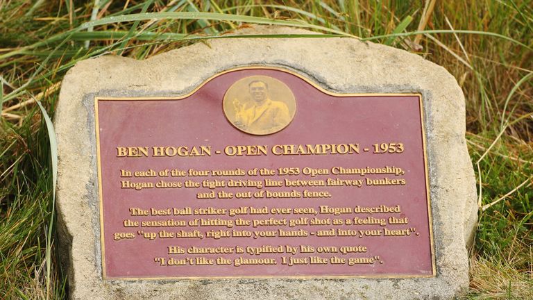 A plaque dedicated to Hogan at Carnoustie