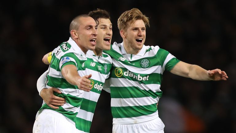 Scott Brown, Erik Sviatchenko and Stuart Armstrong of Celtic