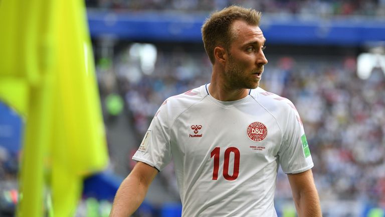 Christian Eriksen during the Group C match between Denmark and Australia