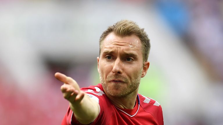 Christian Eriksen during the 2018 FIFA World Cup Russia, group C match between Denmark and France 
