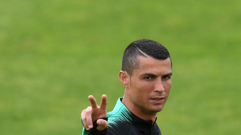 Cristiano Ronaldo trains with Portugal as they build-up to the World Cup