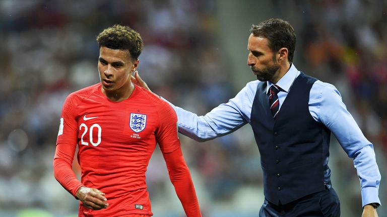 Dele Alli is substituted during the 2018 FIFA World Cup, group G match between Tunisia and England at Volgograd Arena