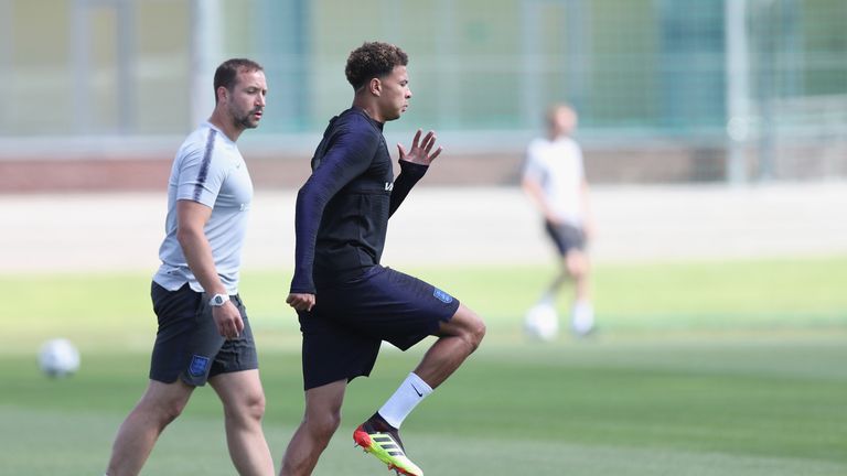 Dele Alli returned to England training on Saturday after suffering a thigh injury against Tunisia