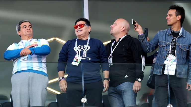 Maradona was pictured in the stands during Argentina's draw with Iceland