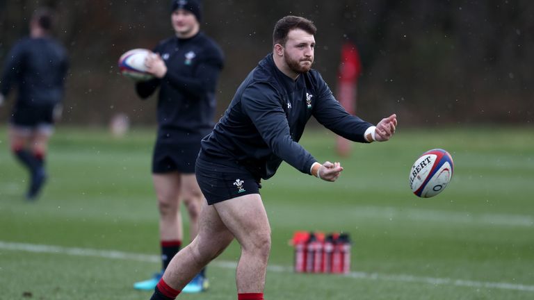Dillion Lewis  during a Wales training session