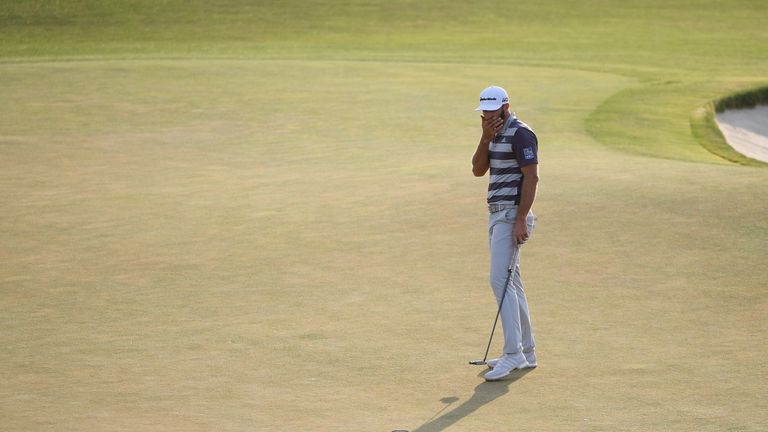 Dustin Johnson was not rewarded for a great shot into the 18th on Saturday