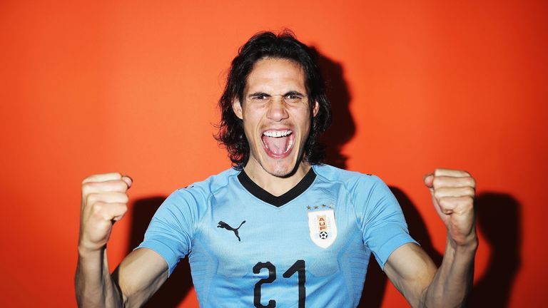 Edinson Cavani of Uruguay poses during the official FIFA World Cup 2018 portrait session