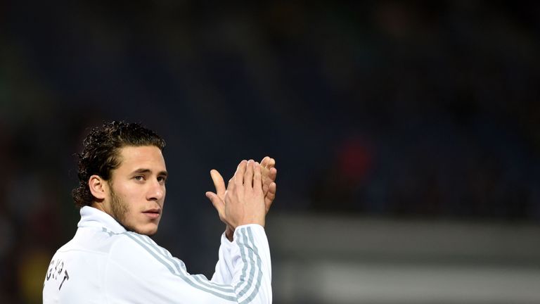 Egypt's Ramadan Sobhi claps during a training session