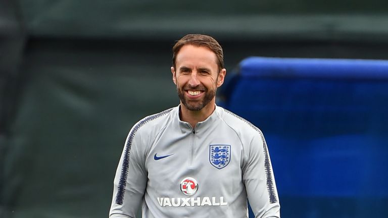 Gareth Southgate spent a large part of England's training session with his right hand in his pocket after dislocating his arm yesterday.