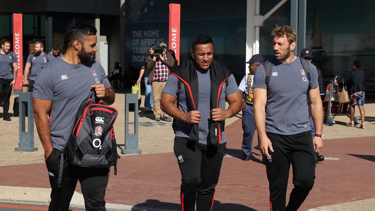 The England team arrive at Durban Airport on June 3, 2018 in Umhlanga Rocks, South Africa.