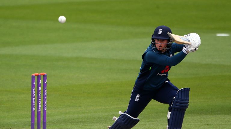 Tammy Beaumont of England hits out during the ICC Women's Championship 2nd ODI match between England Women and South Africa Women at The 1st Central County Ground on June 12, 2018 in Hove, England