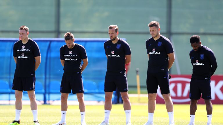 England players observed a minute's silence prior to training on Thursday