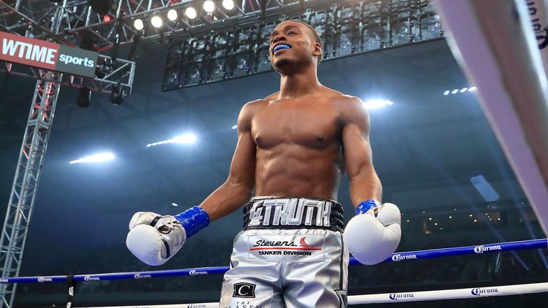 Errol Spence Jr. knocks out Carlos Ocampo in the first round of a IBF Welterweight Championship bout at The Ford Center at The Star on June 16, 2018 in Frisco, Texas.